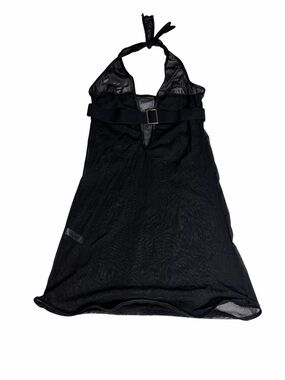 Fantasy lingerie black nylon mesh buckle halter lingerie mini dress size 3X-4X